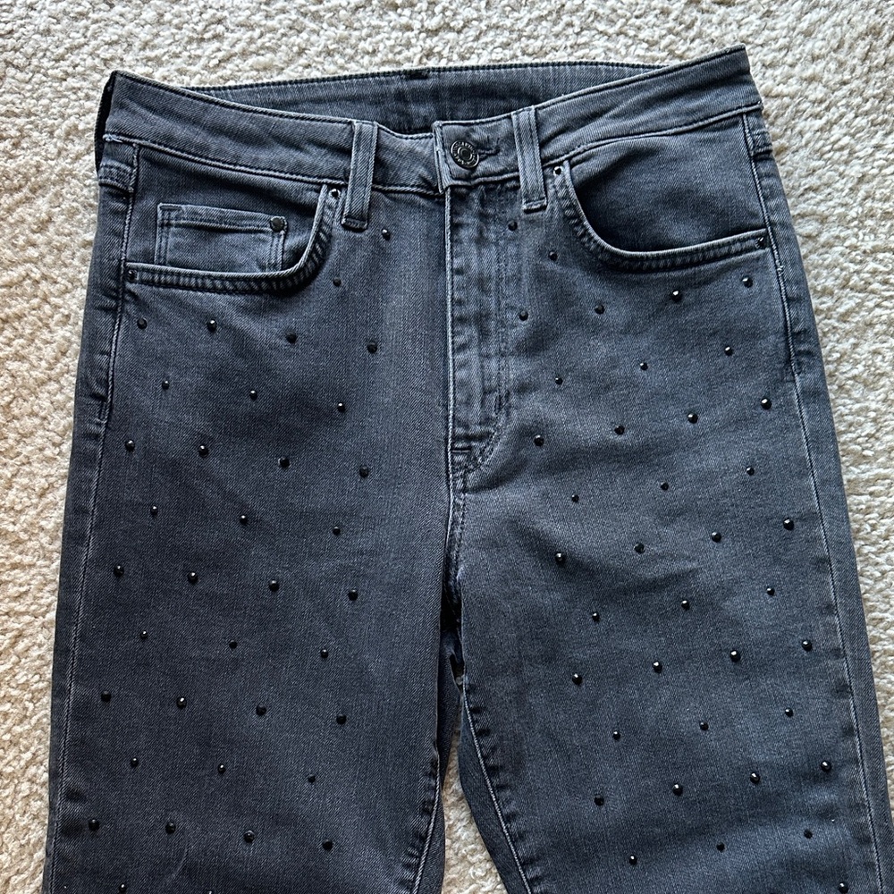 H&M &Denim Black Studded Slim Ankle Jeans